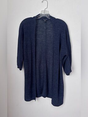 Eileen Fisher Open-Front Navy Denim blue - Linen Knit Cardigan